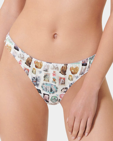 BB x Ashley Williams Kitten Print Luxury Satin Thong