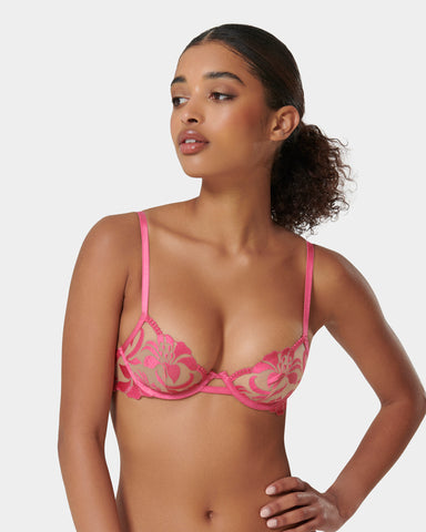 Leonora Wired Bra Fuchsia Pink/Sheer